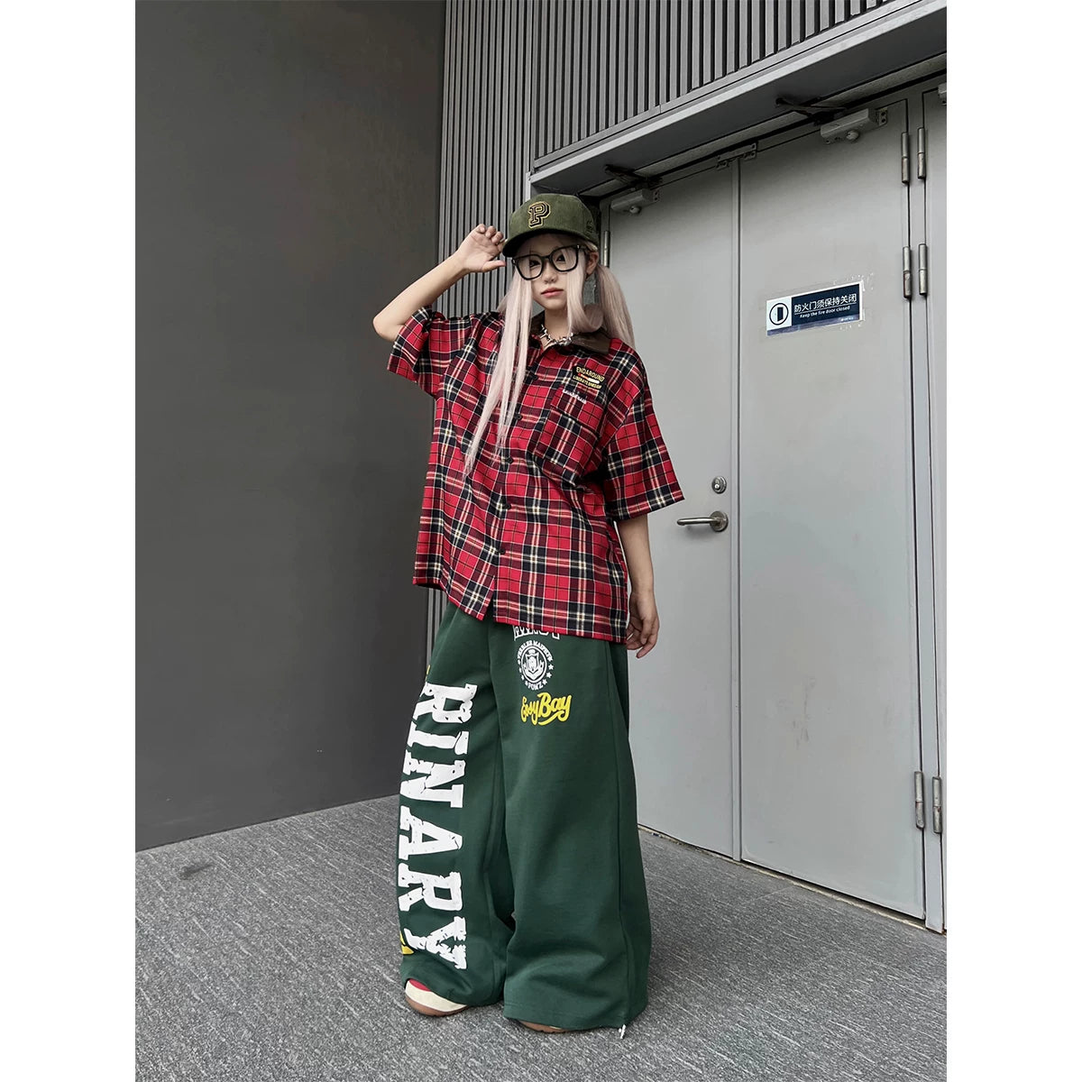 TR BRUSHSHIFT 美式嘻哈字母印花抽绳休闲厚棉裤宽松跳舞垂感直筒裤