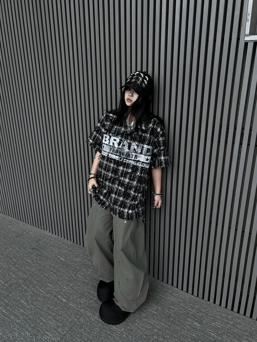TR BRUSHHIFT Heavy Industry Rivet Deconstruction Splicing Bent Knife Jeans American Loose Floor Wide Leg Pants