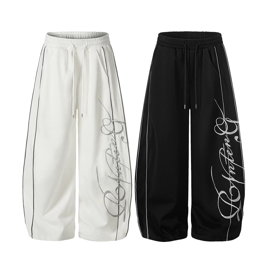 TR BRUSHHIFT American Street Letter Embroidered Curved Knife Casual Pants Loose Drop Dance Wide Leg Pants