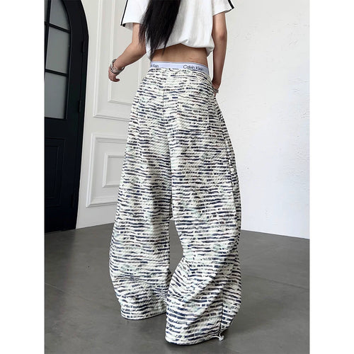 TR BRUSHHIFT American retro camouflage striped letter embroidered casual pants loose workwear wide leg pants