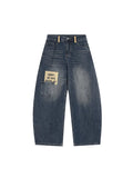 TR BRUSHHIFT American retro patchwork curved knife jeans washed and worn wide leg floor length pants