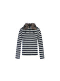 TR BRUSHHIFT American light Asian style warhorse embroidered fur lapel long sleeved hoodie slim striped top