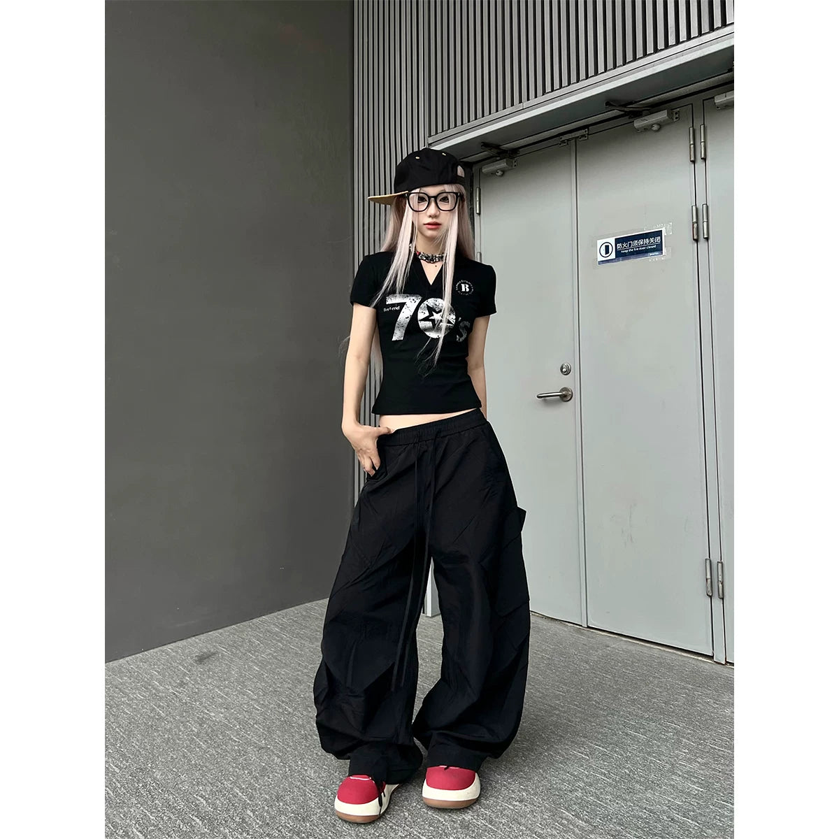 TR BRUSHHIFT American Hip Hop Letter Printed Multi Pocket workwear Casual Pants Jazz Dance Wide Leg Pants Summer