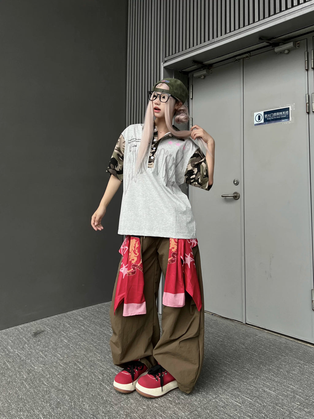 TR BRUSHHIFT Street Stacked Butt Curtain Paddle Paratrooper Work Pants Wide Folded Dancing Wide Leg Casual Pants