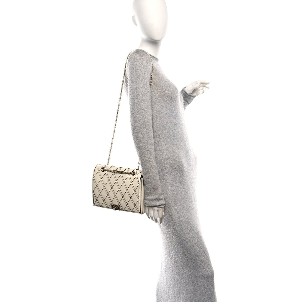 Smooth Calfskin Quilted Beehive Shoulder Bag Light Ivory