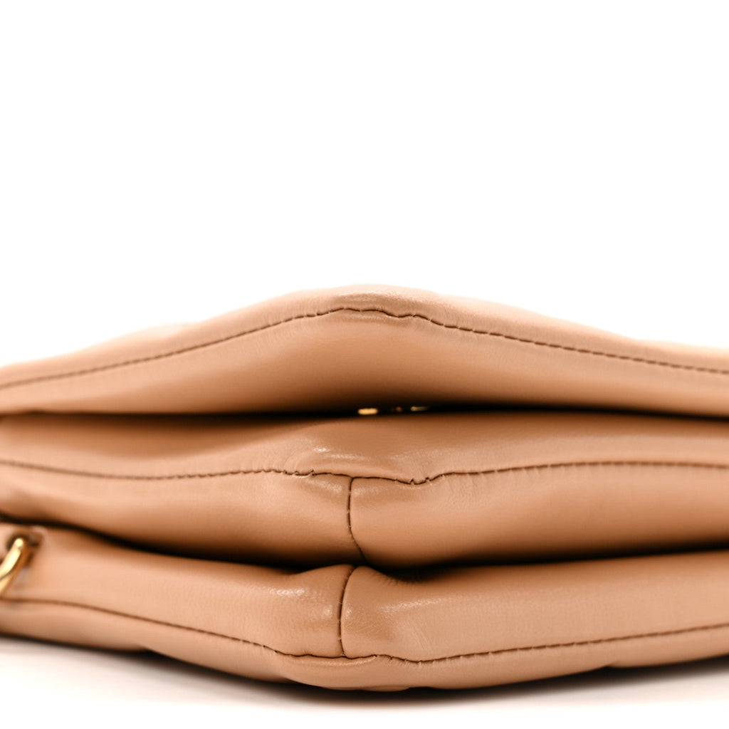 Lambskin Embossed Monogram Pochette Coussin Camel