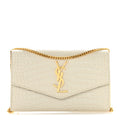 Calfskin Crocodile Embossed Monogram Uptown Chain Wallet Crema Soft