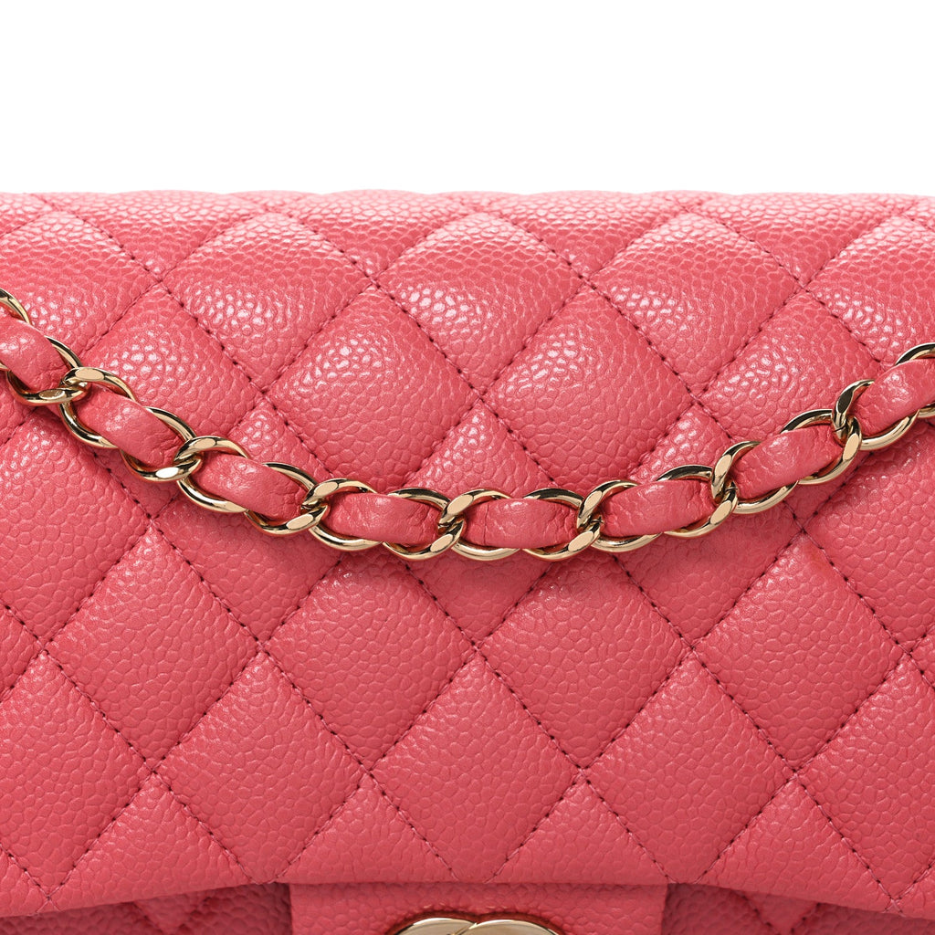 Caviar Quilted Medium Double Flap Pink