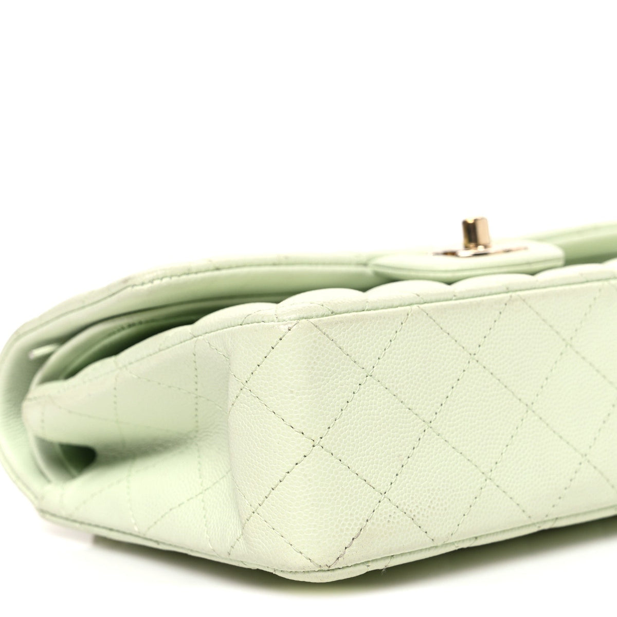 Caviar Quilted Small Double Flap Light Green