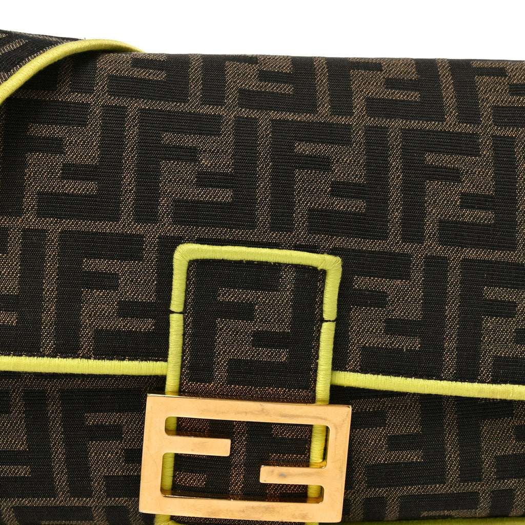 Fabric Jacquard FF 1974 Large Baguette Tobacco Moro Giallo Fluo