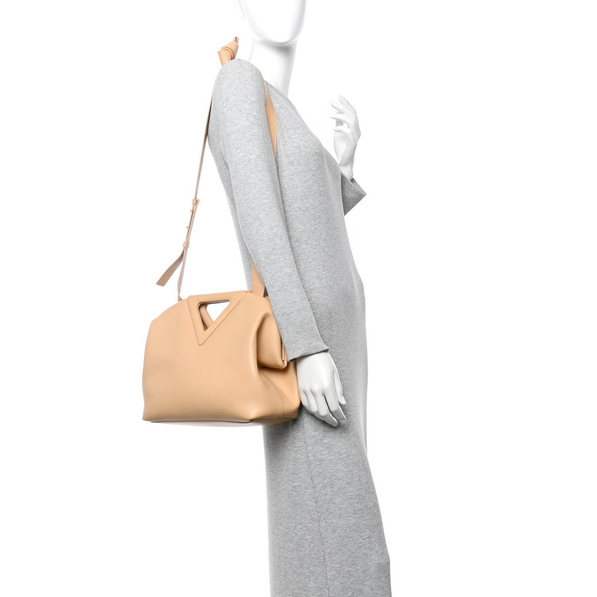 Calfskin Medium The Point Triangle Bag Almond