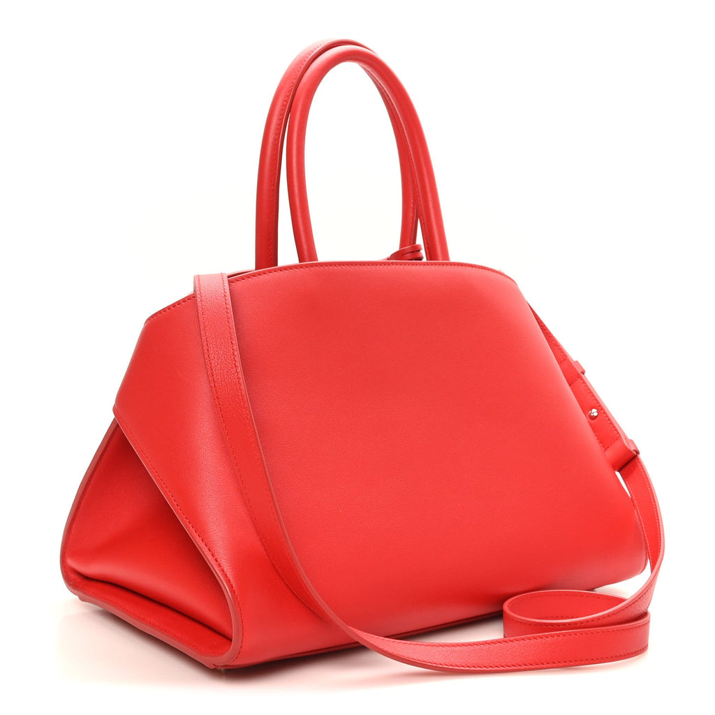 Natural Grain Calfskin Medium Hug Bag Flame Red