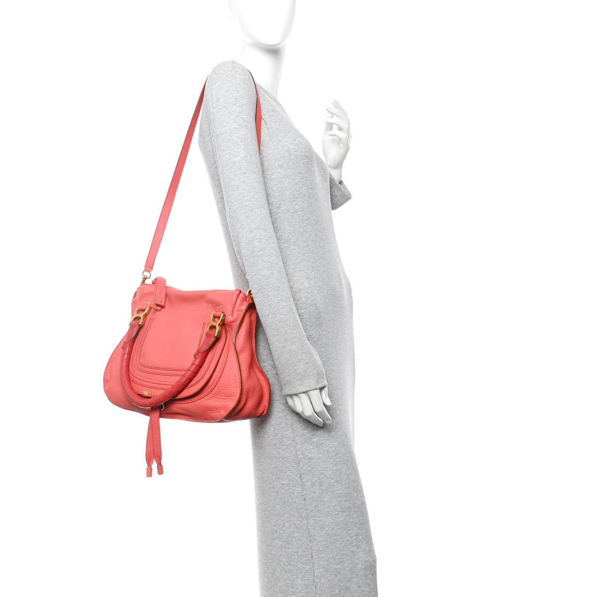 Calfskin Small Marcie Satchel Paradise Pink