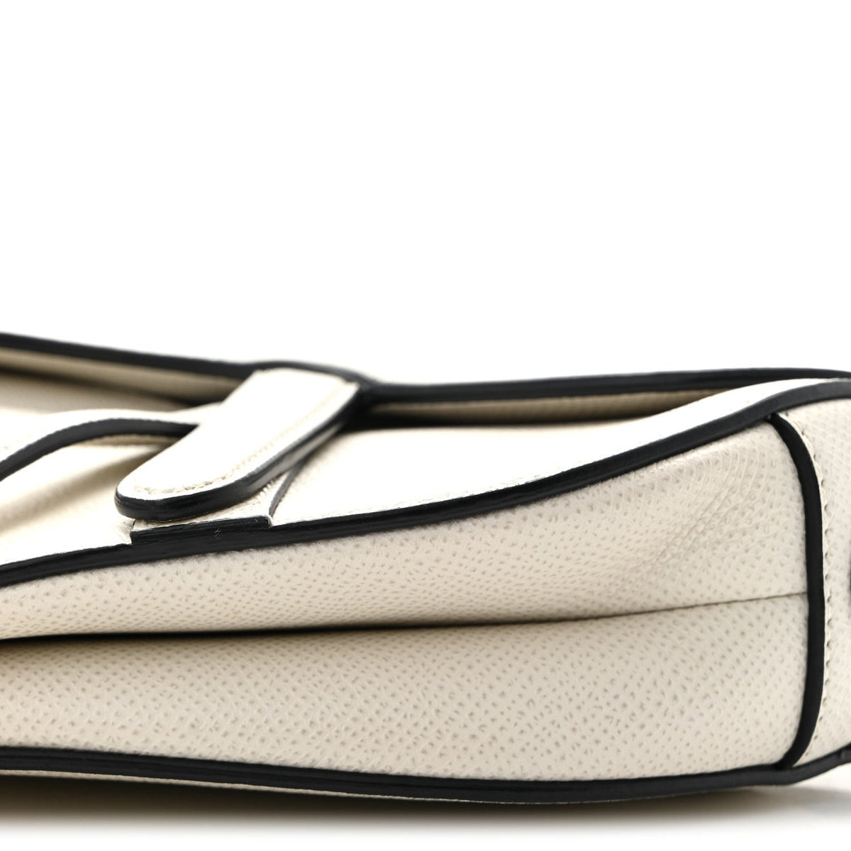 Grained Calfskin Mini Saddle Bag White