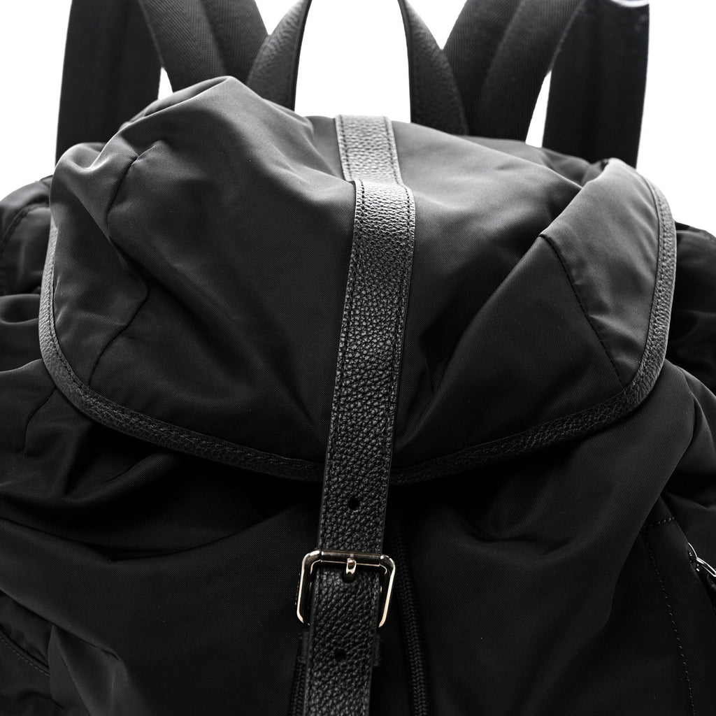 Nylon Grained Calfskin Watson Diaper Bag Black
