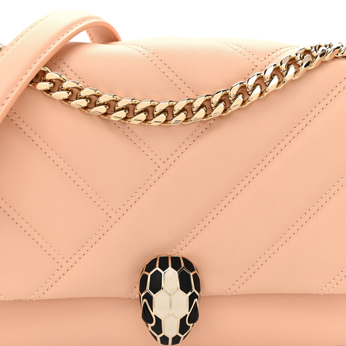 Calfskin Matelasse Small Serpenti Cabochon Shoulder Bag Peach