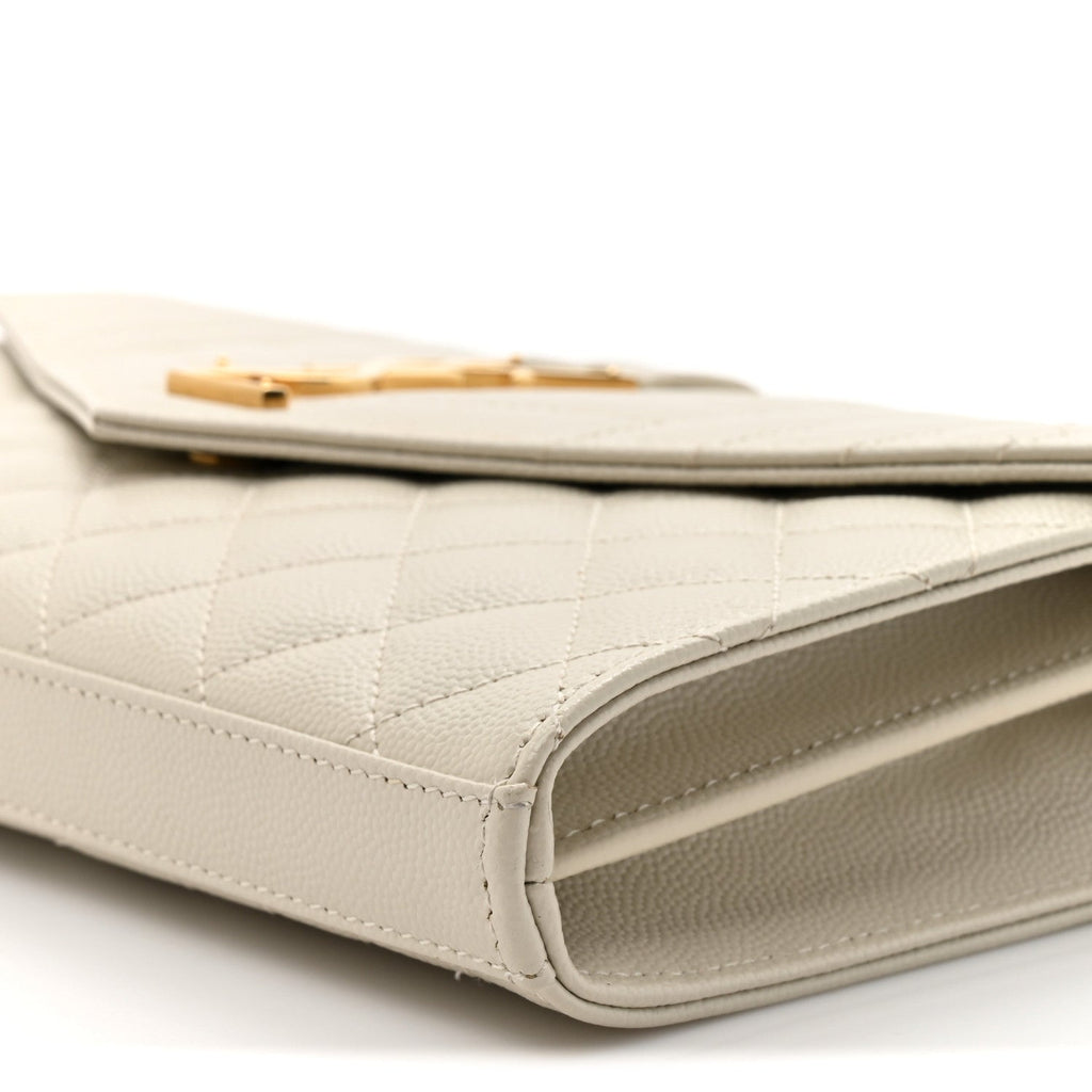 Grain De Poudre Mixed Matelasse Triquilt Monogram Chain Wallet Crema Soft