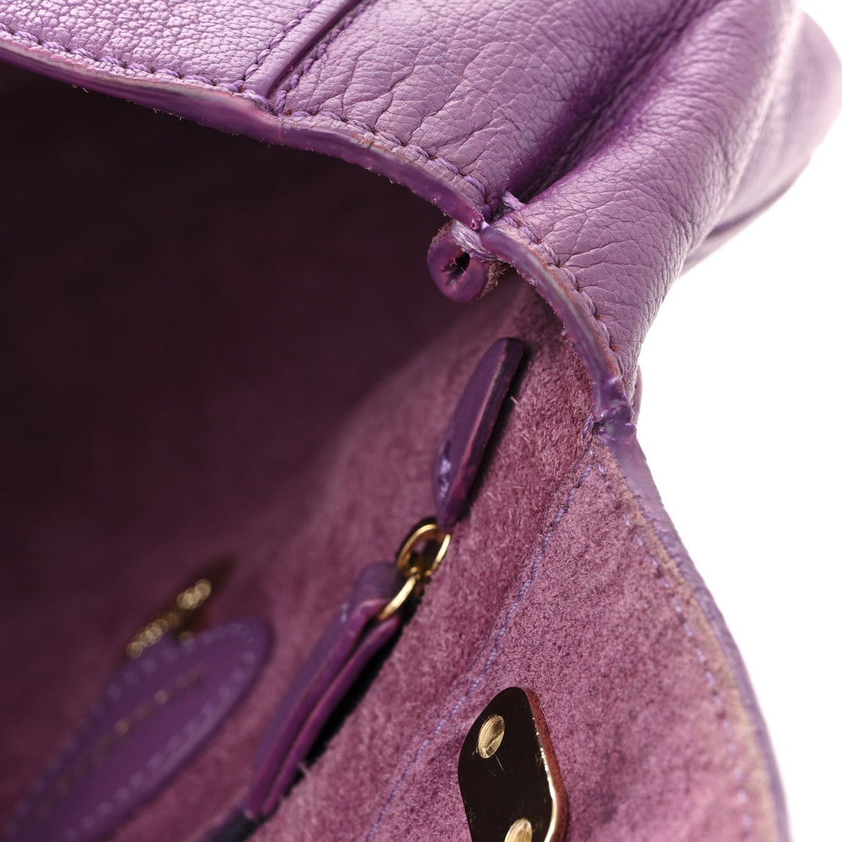 Small Classic Grain Calfskin Small Lily Flap Heather