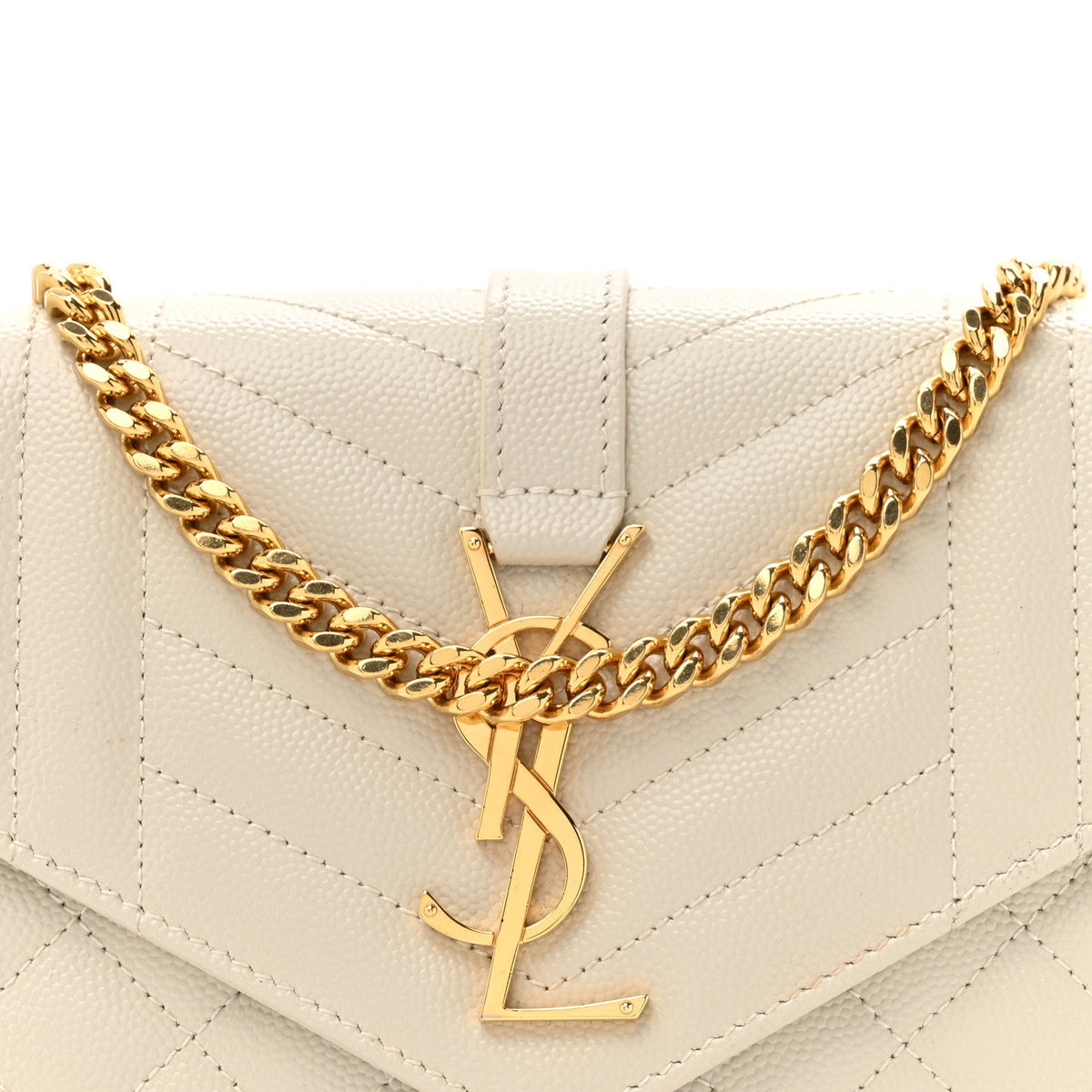 Grain De Poudre Mixed Matelasse Triquilt Monogram Chain Wallet Crema Soft