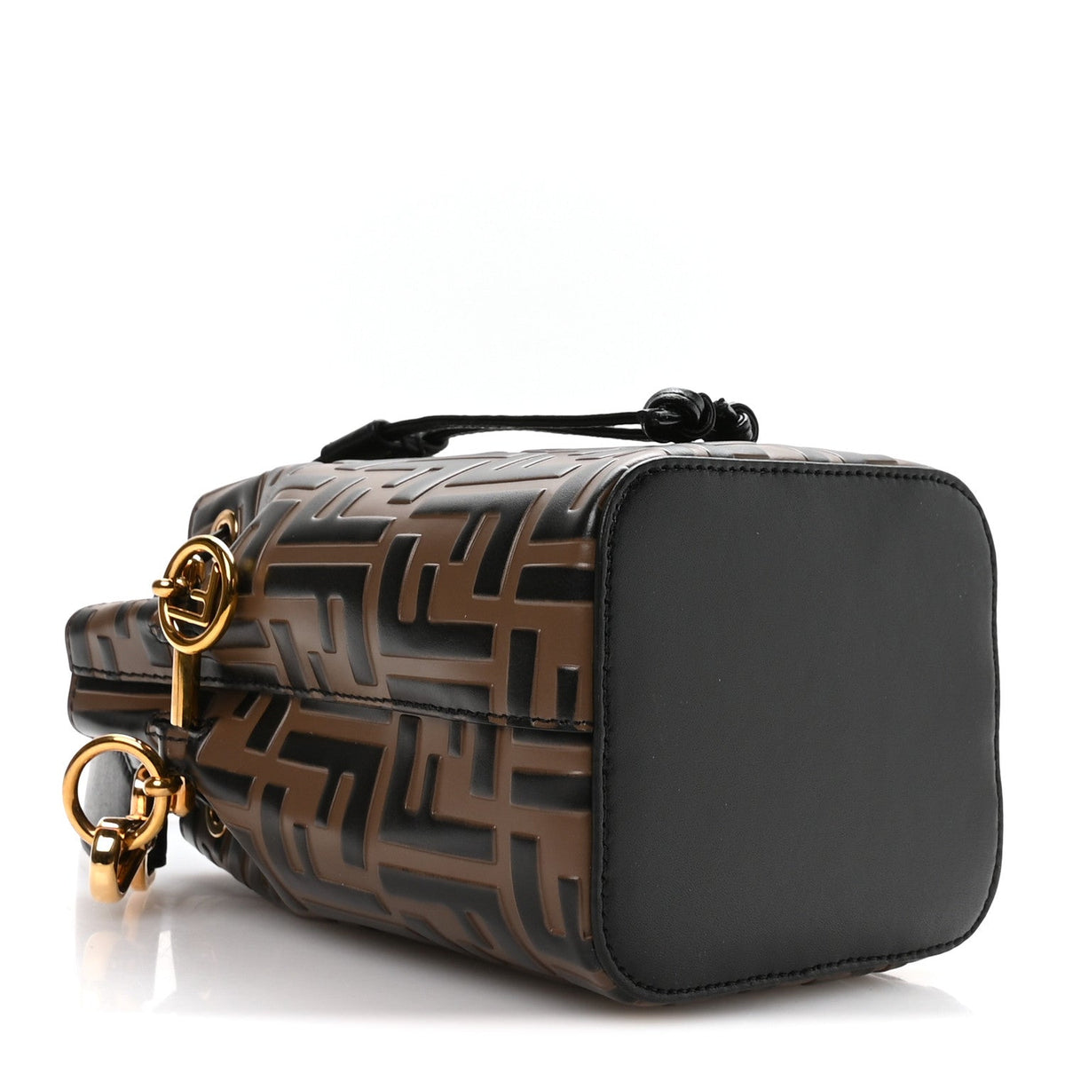 Vitello Liberty F is Fendi Bi-Color FF 1974 Embossed Mini Mon Tresor Bucket Bag Maya Black
