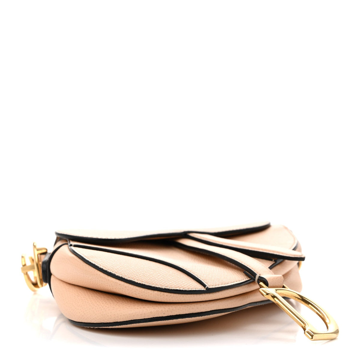 Grained Calfskin Mini Saddle Bag Beige