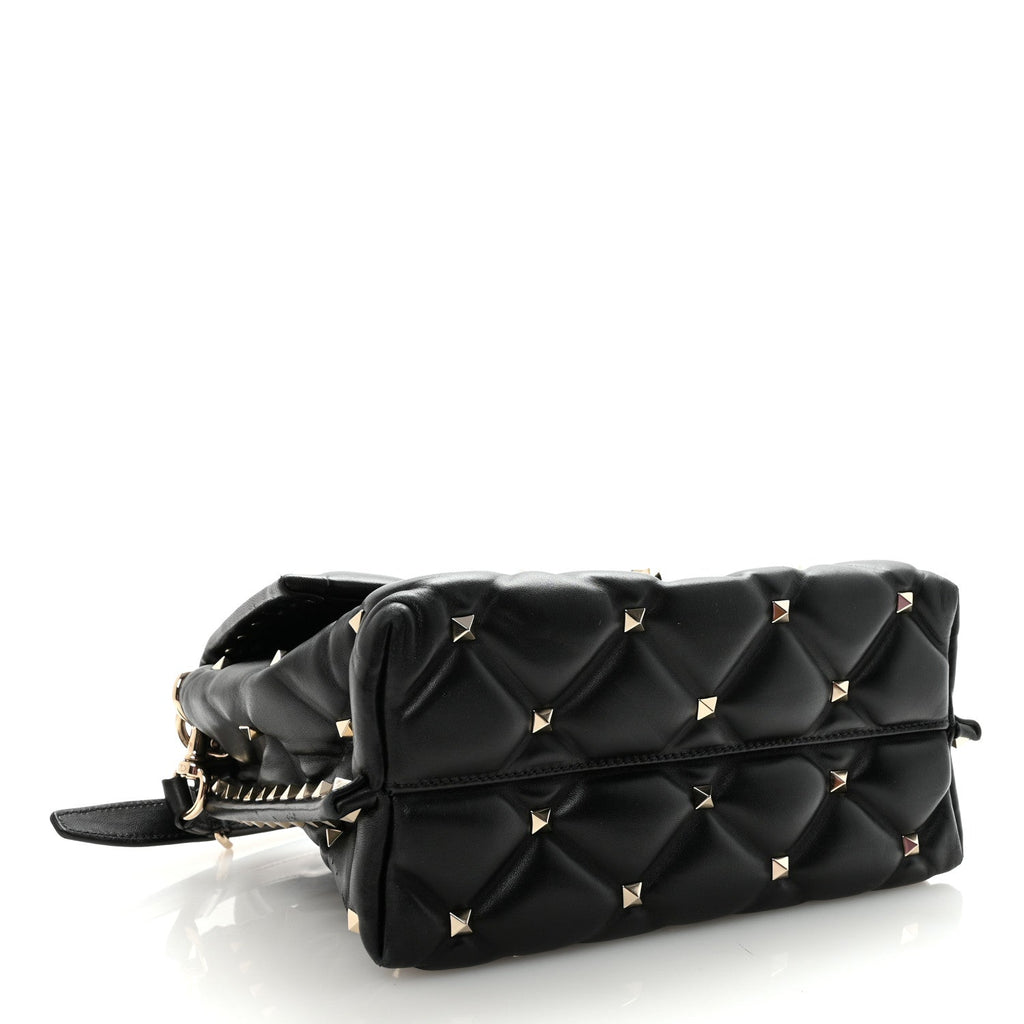 Lambskin VLTN Print Candystud Top Handle Bag Black
