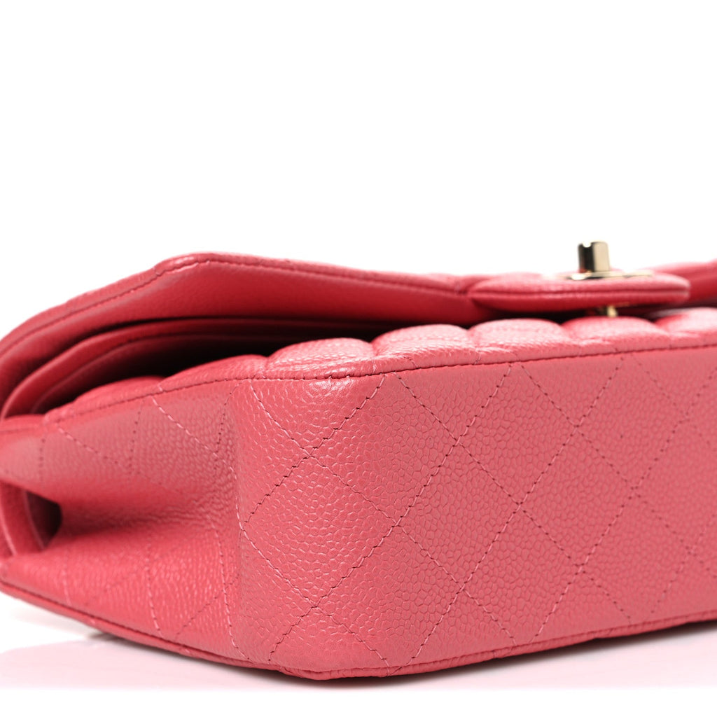 Caviar Quilted Medium Double Flap Pink
