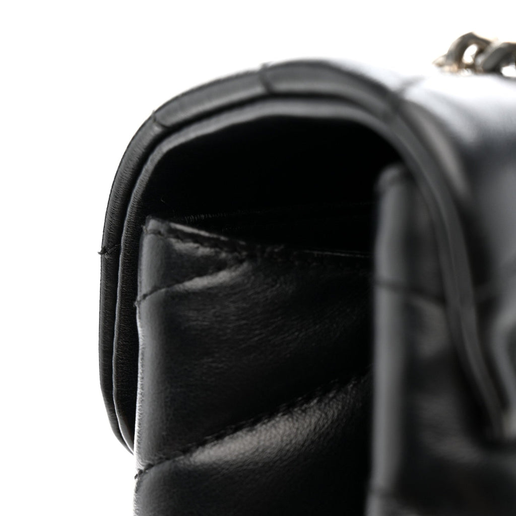 Calfskin Y Quilted Monogram Medium Loulou Chain Satchel Black
