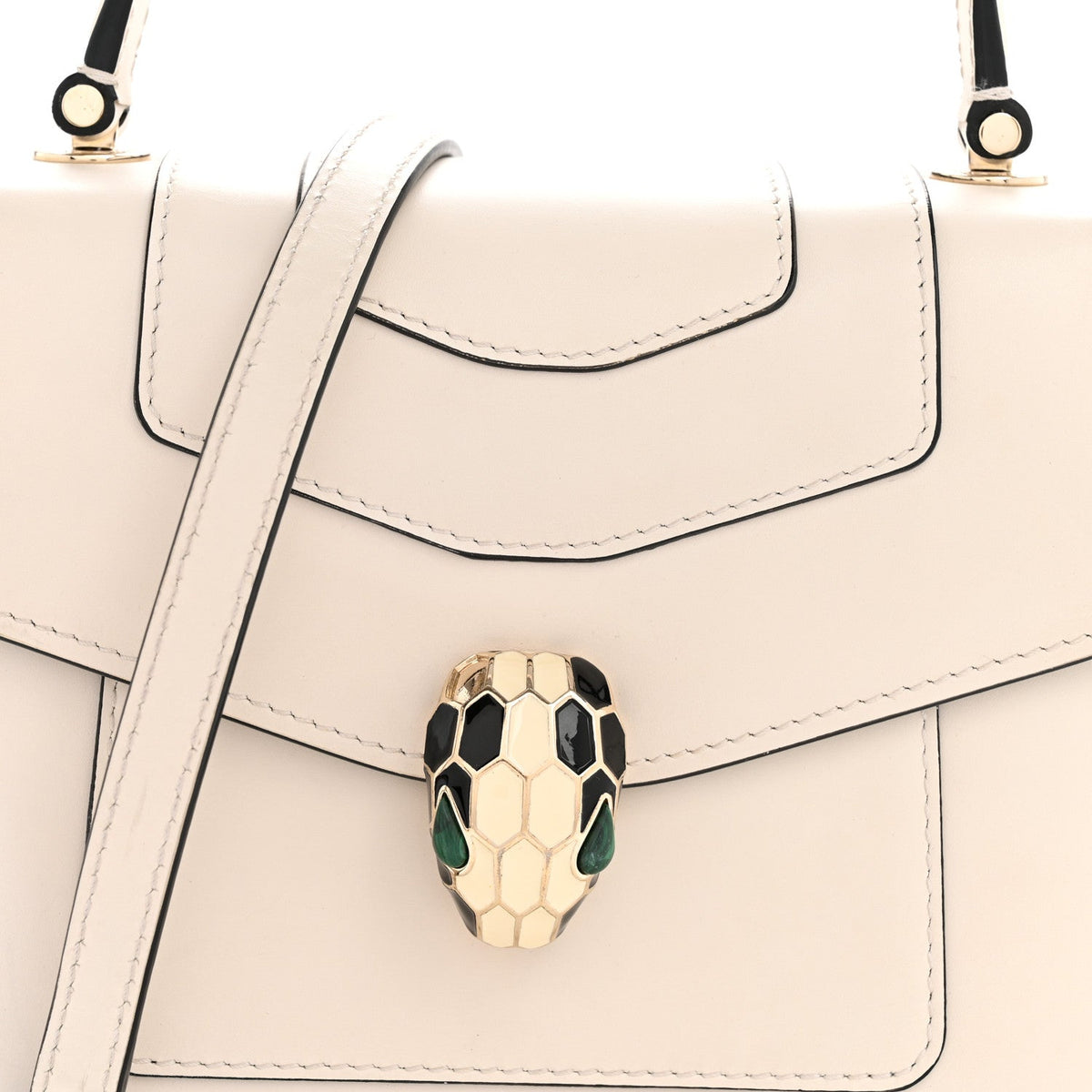 Calfskin Serpenti Forever Top Handle White