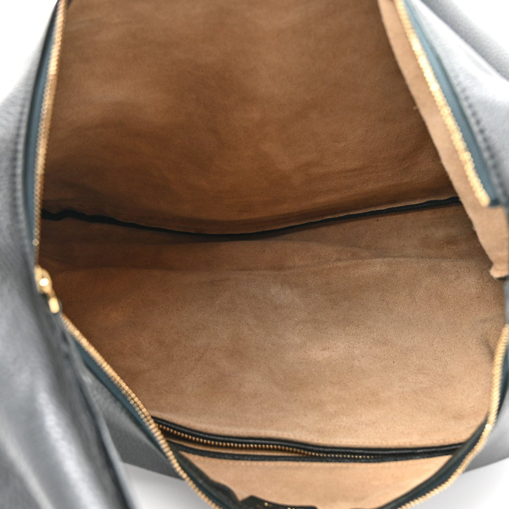 Grained Calfskin Medium Everyday Shoulder Bag Bottle Green
