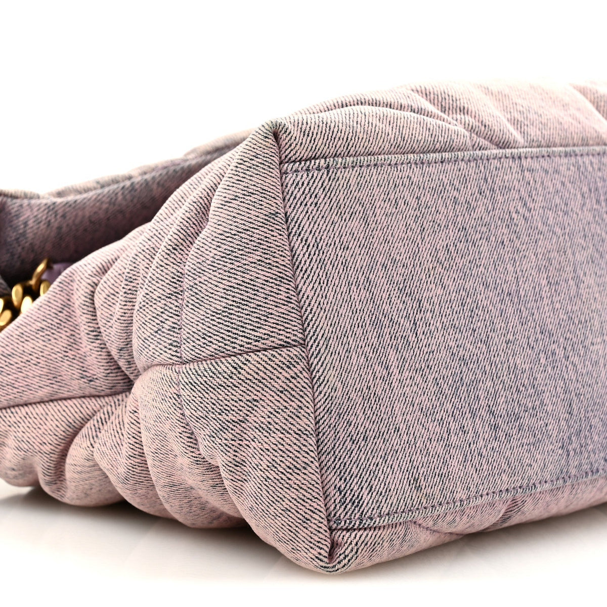 Denim Quilted Medium Loulou Puffer Monogram Chain Satchel Bleached Lilac