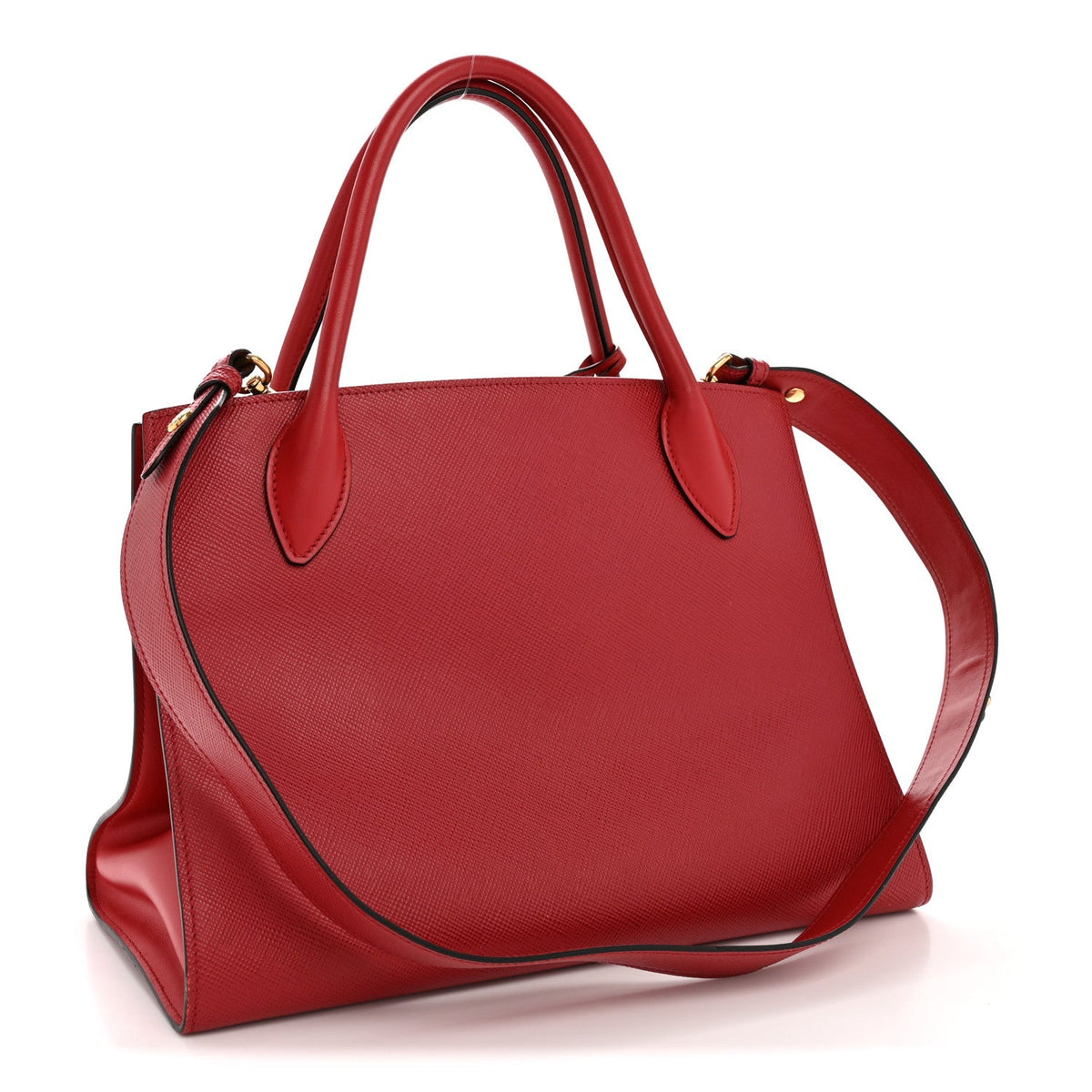 Saffiano Cuir Calfskin Medium Monochrome Top Handle Tote Fuoco