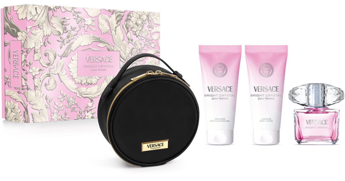 Versace Bright Crystal 3.0oz EDT & 3.4oz BL & 3.4oz SG & Bag