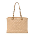Caviar Quilted Grand Shopping Tote GST Beige