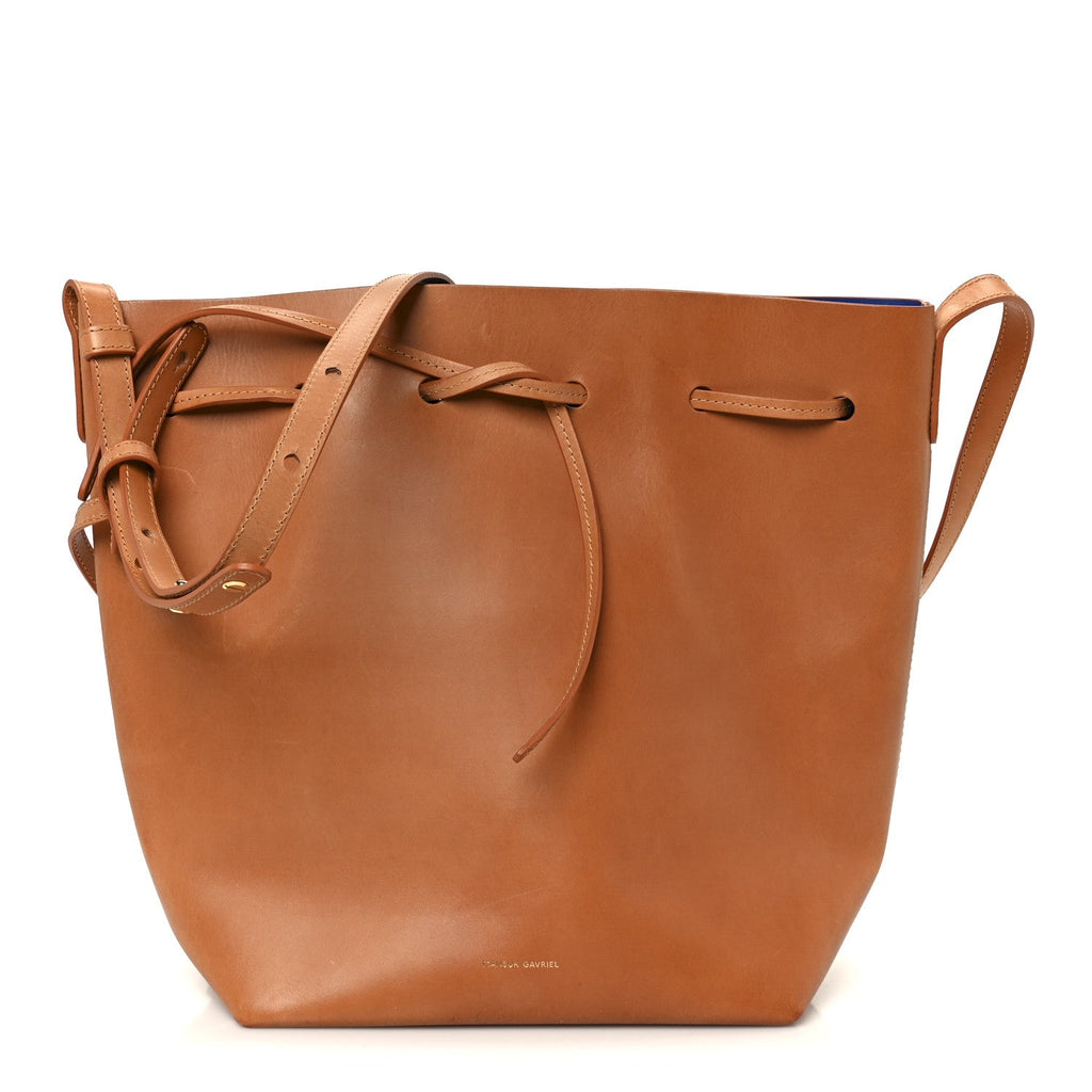 Vegetable Tanned Calfskin Bucket Bag Cammello Royal