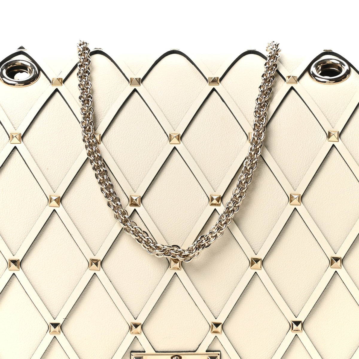 Smooth Calfskin Quilted Beehive Shoulder Bag Light Ivory