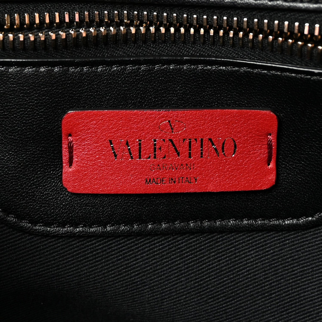 Lambskin VLTN Print Candystud Top Handle Bag Black