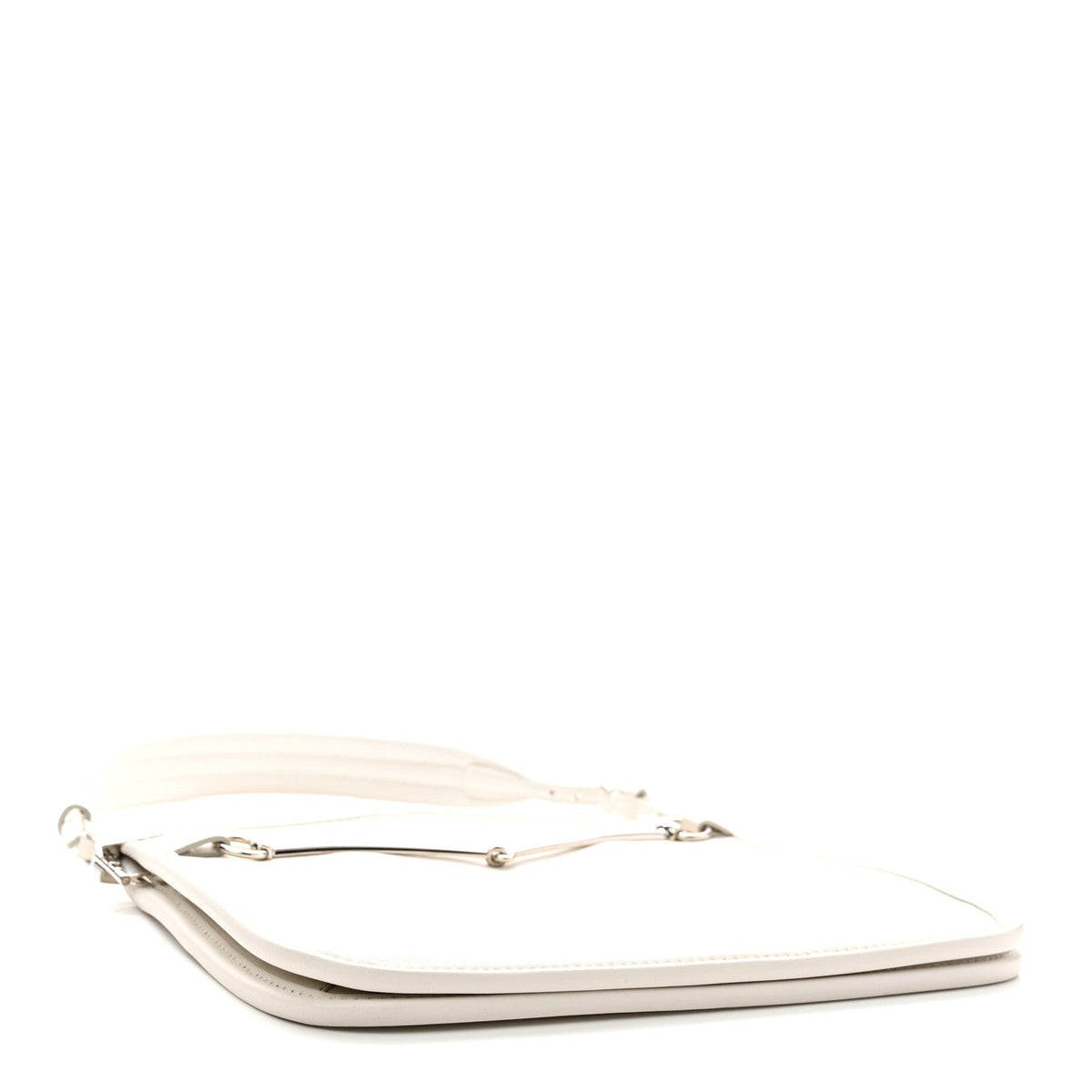Calfskin Horsebit Slim Shoulder Bag White
