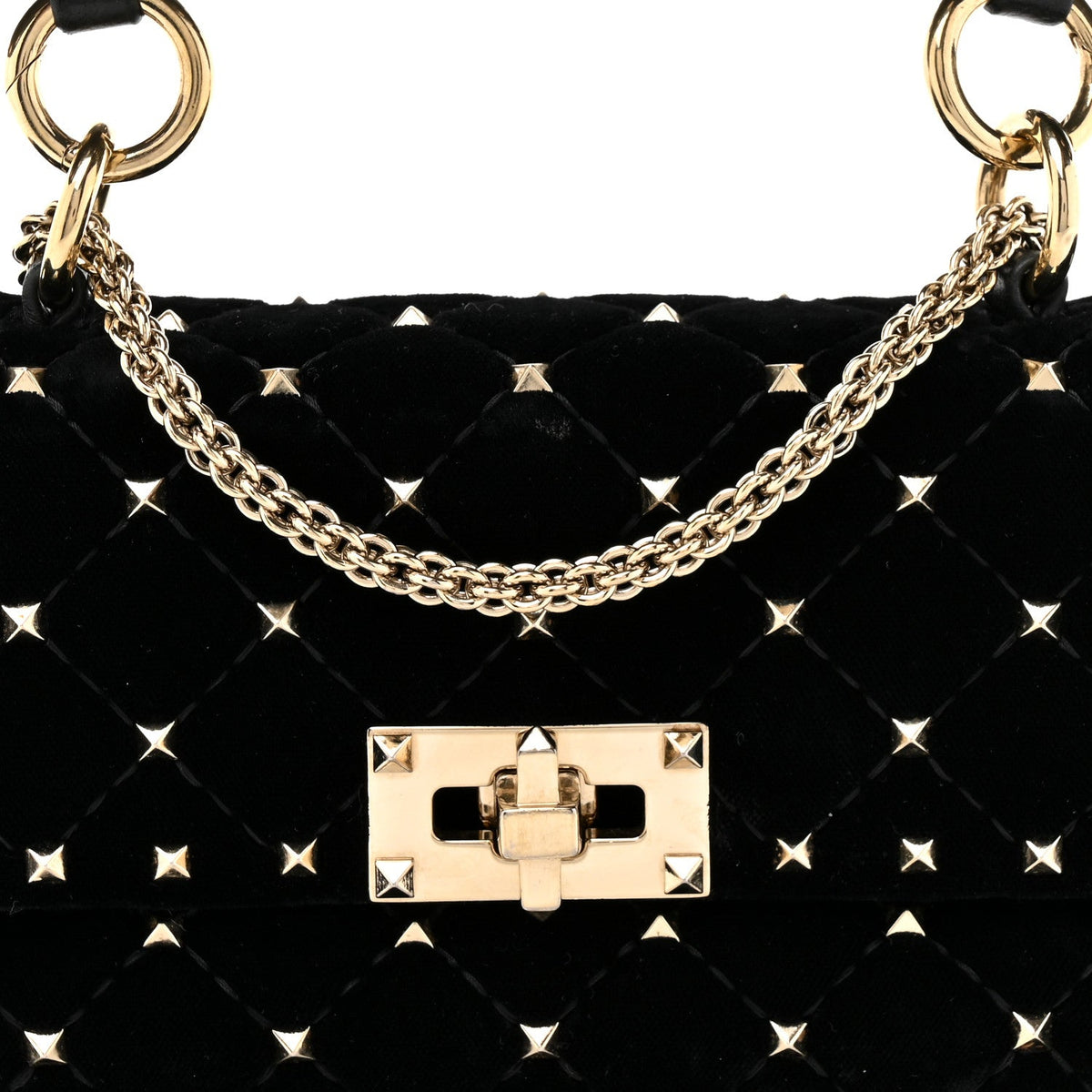 Velvet Small Rockstud Spike Shoulder Bag Black