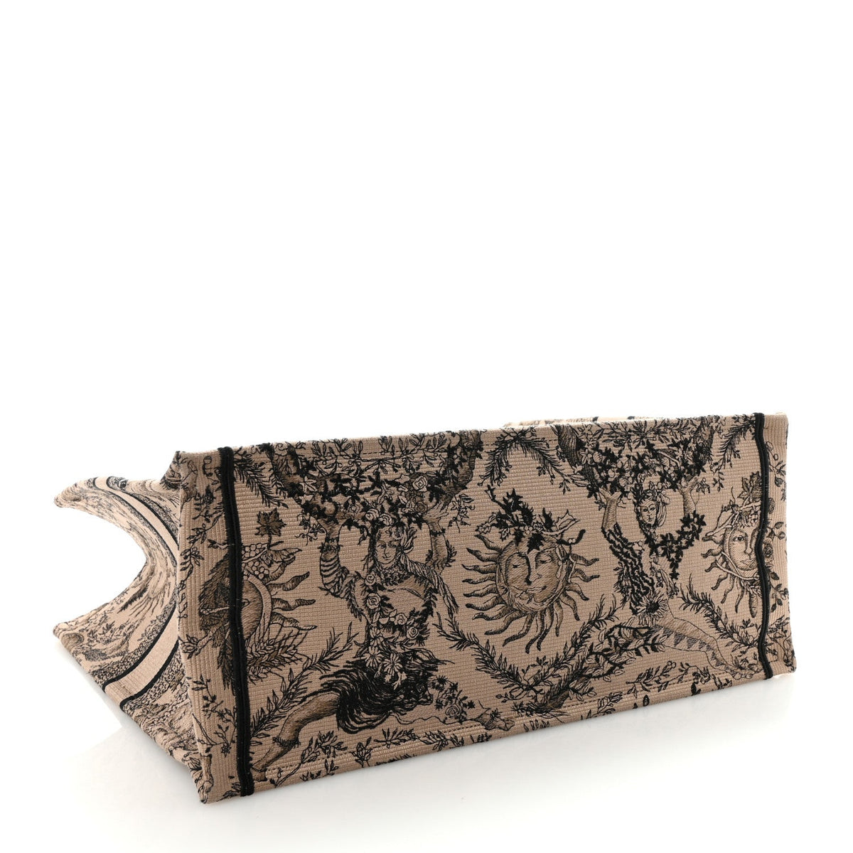 Canvas Embroidered Large Toile de Jouy Soleil Book Tote Beige