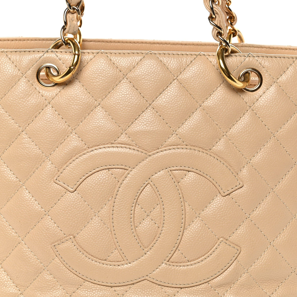 Caviar Quilted Grand Shopping Tote GST Beige