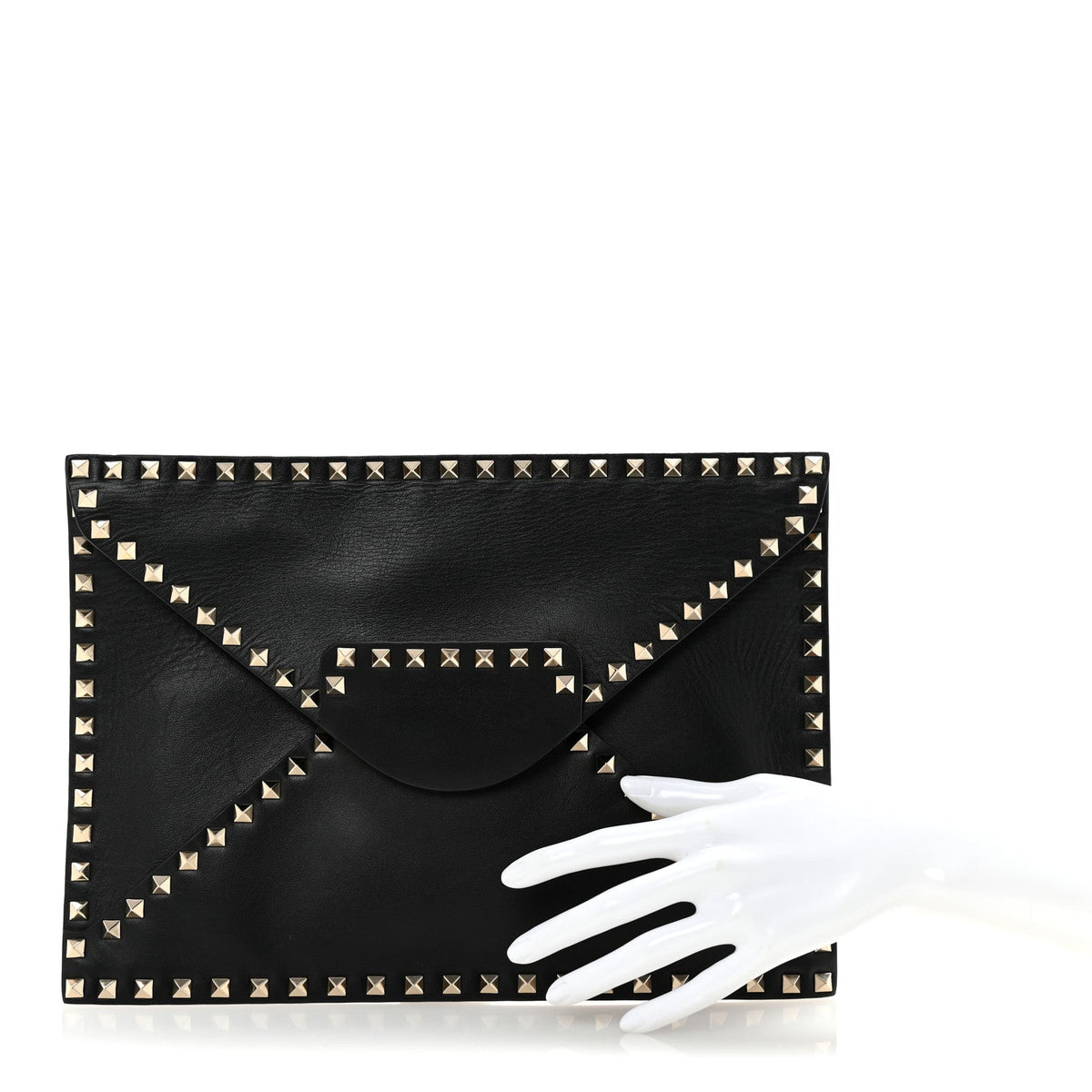 Vitello Untitled Rockstud Envelope Clutch Black