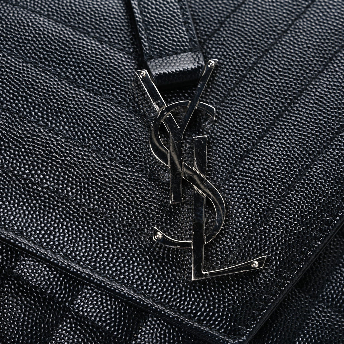 Grain De Poudre Textured Mixed Matelasse Triquilt Medium Monogram Satchel Black