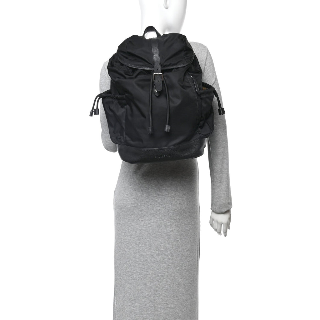 Nylon Grained Calfskin Watson Diaper Bag Black