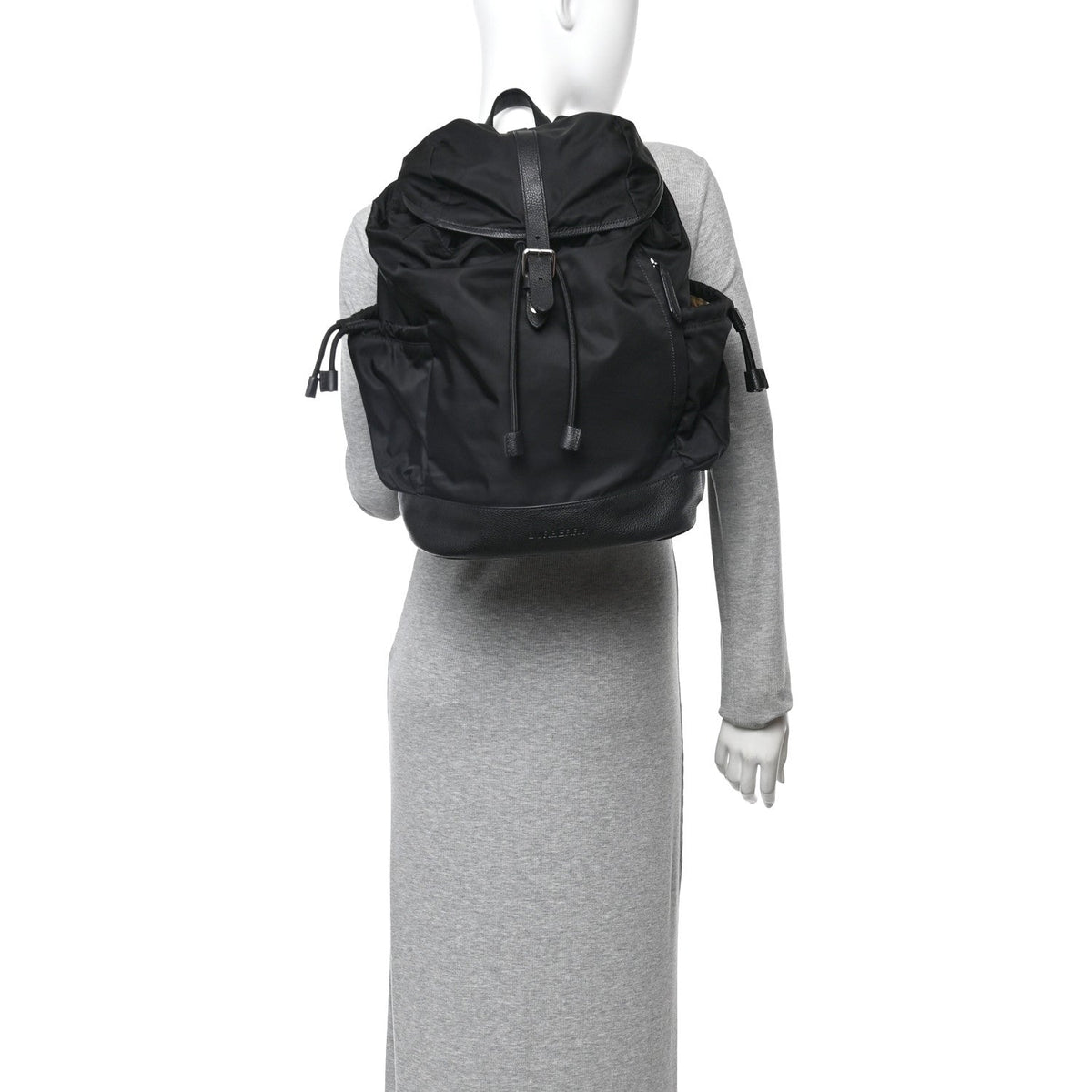 Nylon Grained Calfskin Watson Diaper Bag Black