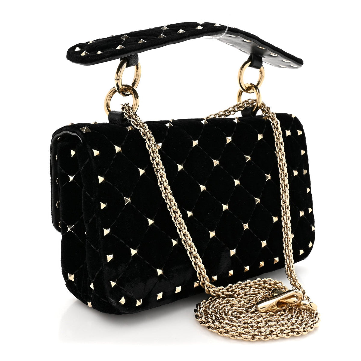 Velvet Small Rockstud Spike Shoulder Bag Black