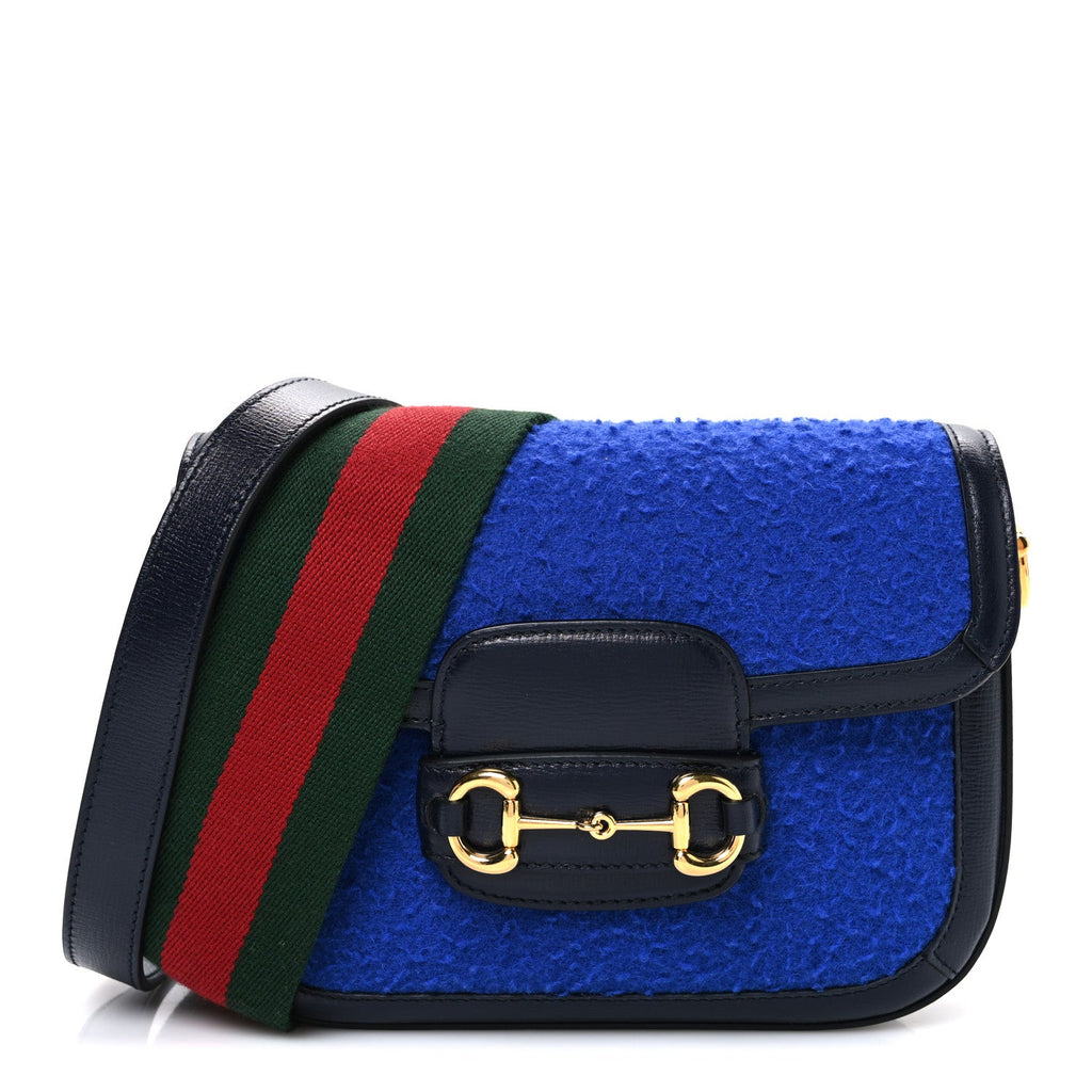Casy Wool Azalea Calfskin Mini Horsebit 1955 Shoulder Bag Blue China