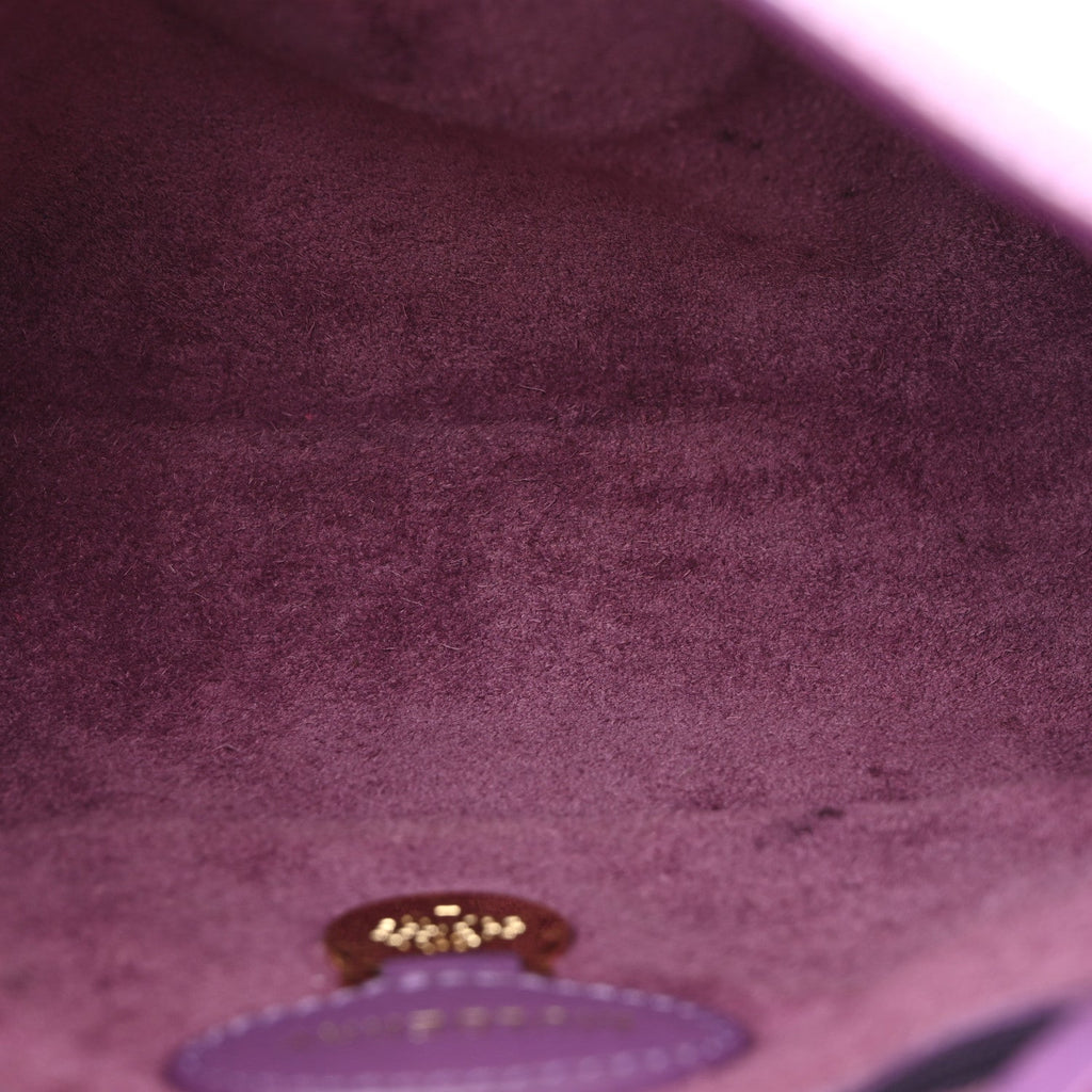 Small Classic Grain Calfskin Small Lily Flap Heather