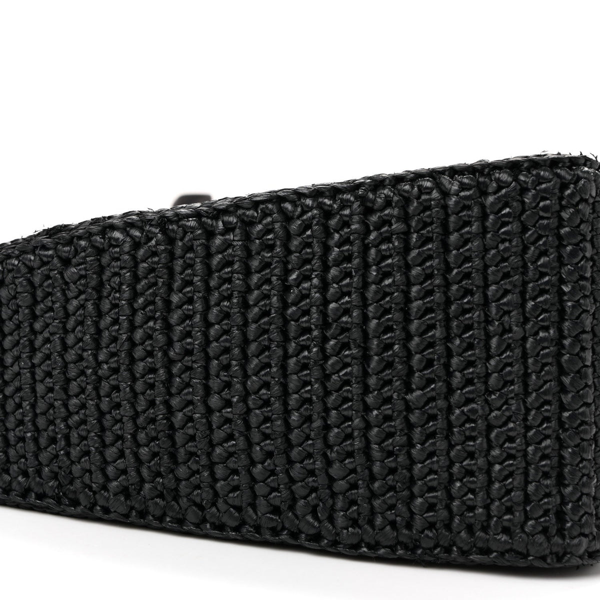 Yarn Raffia Effect Crochet Triangle Shoulder Bag Black
