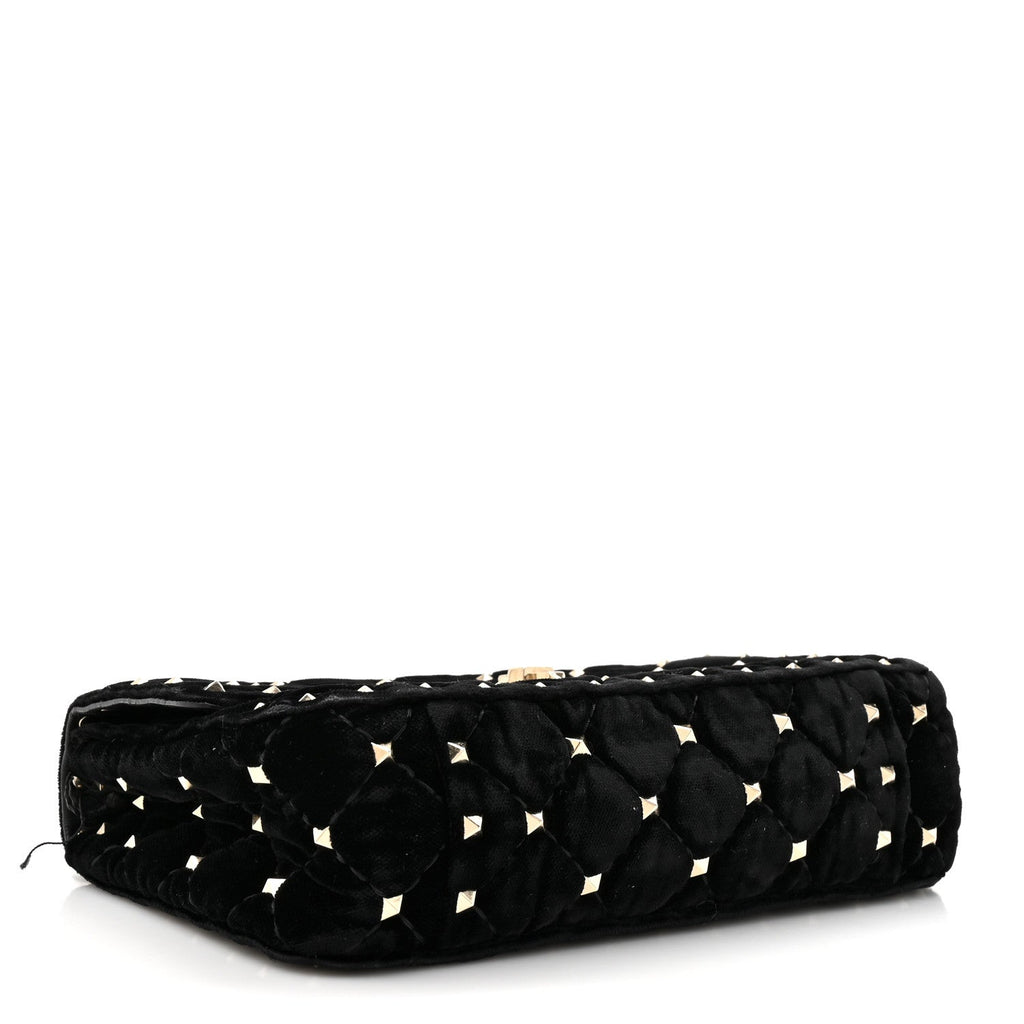 Velvet Small Rockstud Spike Shoulder Bag Black